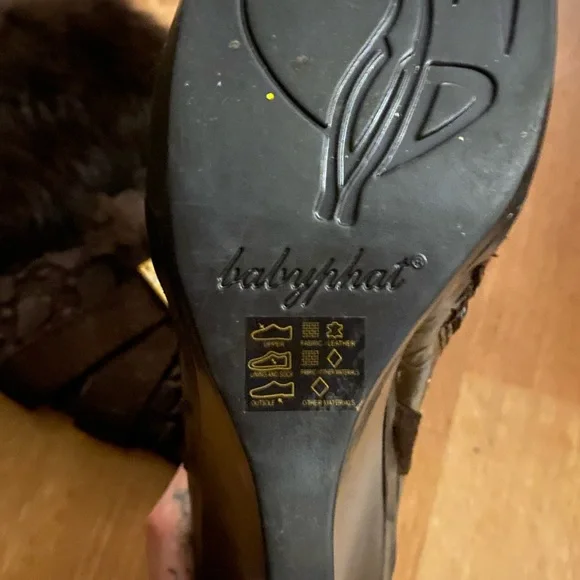 Baby Phat Brown Fur-Trimmed Wedge Boots - Picture 3 of 3